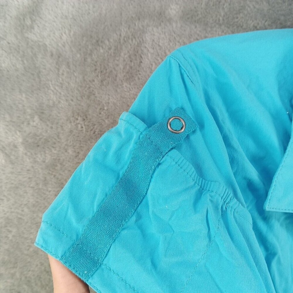 MOUNTAIN HARDWARE  Shirt Size 8 Neck Protection Sleeve Pocket Armpit Vent Blue - Picture 9 of 13